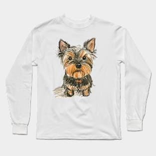 Cute Funny Angry Yorkshire Terrier Portrait Long Sleeve T-Shirt